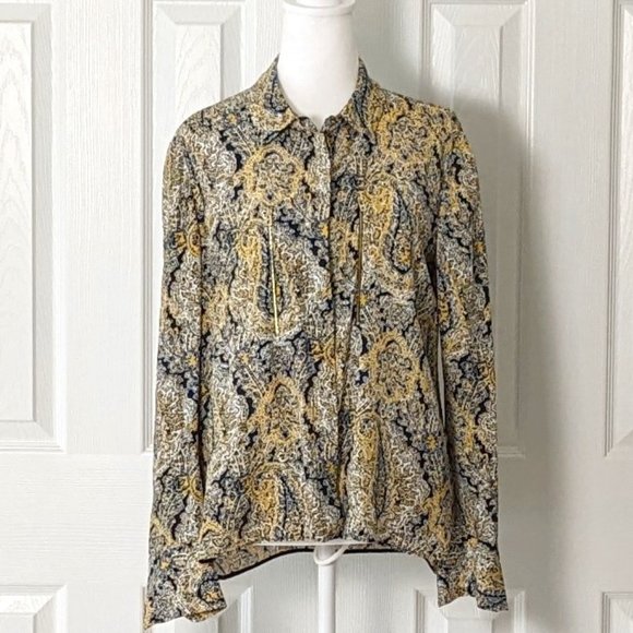 ZARA WOMAN Women's Long Sleeve Top Blouse  Size M  Multi-Color Print - Picture 1 of 7